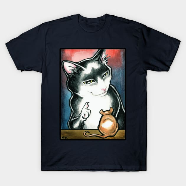 Cat and Mouse - Listen T-Shirt by Nat Ewert Art